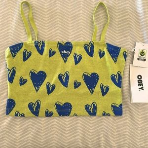 Obey Women's Carly Cropped Tank Top inCelery Juice color - Size Medium
